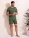 Sofiaman Pijama Bărbătească de Vară din Bumbac Verde