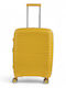 Playful Bags Cabin Travel Suitcase Hard Yellow with 4 Wheels Height 55cm