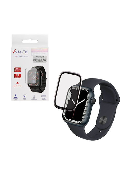 Volte-tel Tempered Glass Apple Watch 7 8 9 45mm 3d Curved Aluminium 1.9'' 0.30mm Full Cover & Installation Tool Silver 5205308417023