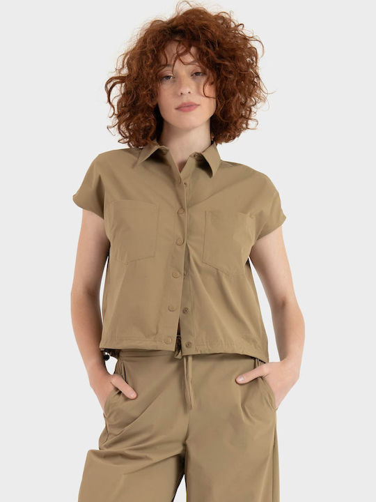Short Sleeve Women's Shirt Beige