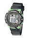 Digital Herrenuhr 40mm Batterien mit Gummi Armband Schwarz/Grün