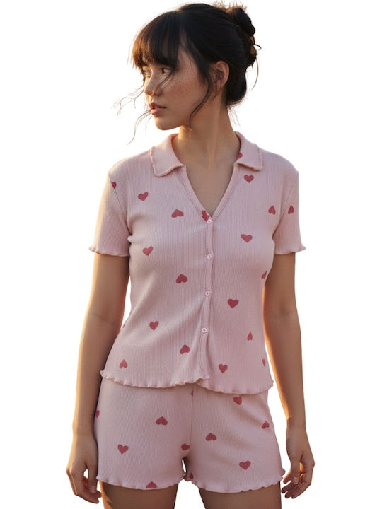 Siyah Inci Summer Women's Pyjama Set Powder