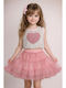 Kids Set with Skirt Summer 2 Pieces Pink Lulu