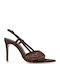 Fabric Sandals with Strass Brown W470003565X5-BROWN HN636-8137 Satin with Bronze Strass