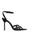Fabric Sandals with Strass Black W4700058615H-BLACK CJ038-06 Satin with Black Strass