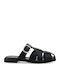 Leather Women's Flat Sandals Black
