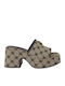 Mules With High Heel In Beige Colour