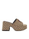 Mules With High Heel In Beige Colour