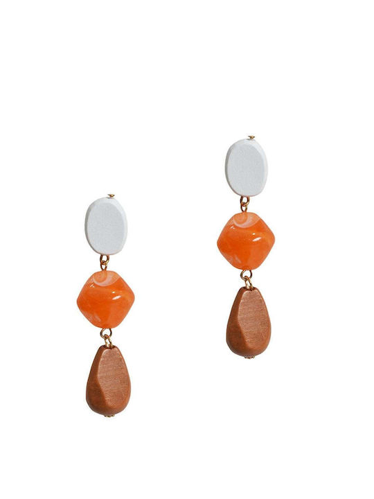 Mat Fashion Dangle Earrings with Orange Stones 0043.8217.N-orange