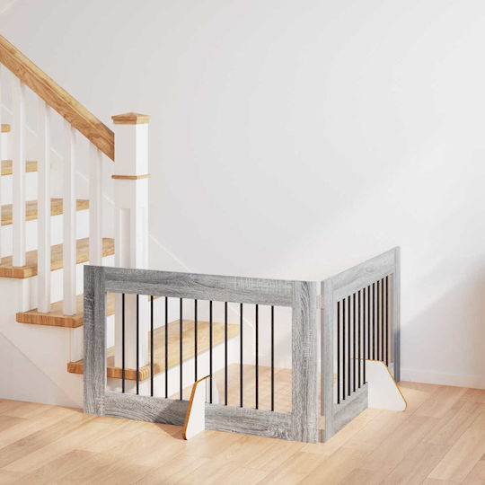 vidaXL Метална Врата За Куче В Сив Цвят 100 x 60 x 60 см