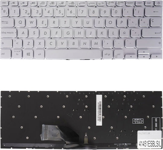 Spanish Laptop Keyboard Asus Vivobook S13 S330 S330un S330ua S330fa S330fn S330fl X330 X330un X330ua X330fa X330fn X330fl 90nb0jf1-r31ge0 ES Without Frame Backlit Silver Code 41451esblsil