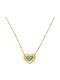 Excite-Fashion Necklace With Heart Design In Gold Plated Steel Turquoise
