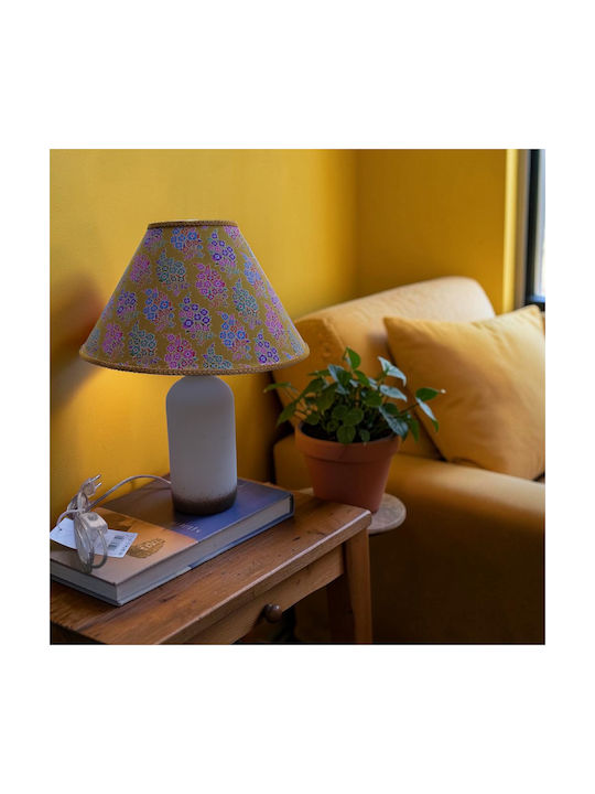 Oxygen Glass Table Lamp for E27 Fitting with Yellow Shade and Base