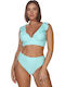 Bikini-Set Hohe Taille Hellblau