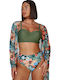 Set Bikini 3 Τεμαχίων Ψηλόμεσο Floral Χακί