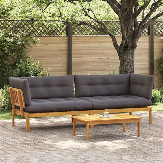 Garten- und Outdoor-Möbelsets Typsatz Wohnzimmer 2 Stück Naturfarben und Dunkelgrau mit Kissen Garten- und Outdoor-Möbelsets Typsatz Wohnzimmer 2 Stück Naturfarben und Dunkelgrau mit Kissen