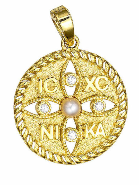 Pendant Kids Charm Double Sided with Chain Constantine Coin Gold 14K 52RK7760-P