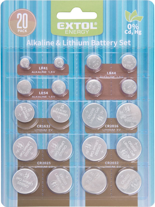 Lithium Alkaline Batteries Extol Energy 42057 Set 20 Pieces