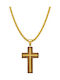 Crucifix Pentru Bărbați Din Oțel Plăcat Cu Aur Cu Lanț
