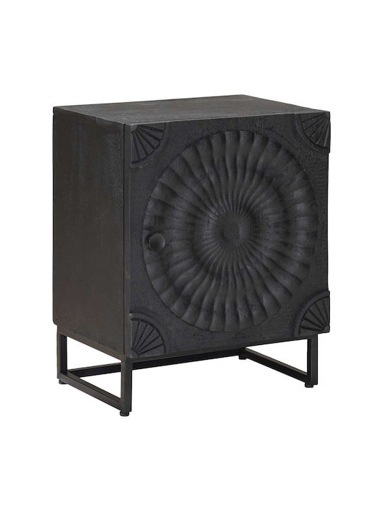 Wooden Bedside Table with Black Metal Legs 40x30x50cm