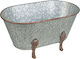 Metallic Galvanized Wine Cooler 56cm Oval Brown Feet Handles Chbg-07-217