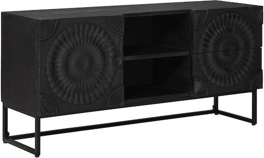 TV Stand Metal & Wood Black L105xW30xH54cm