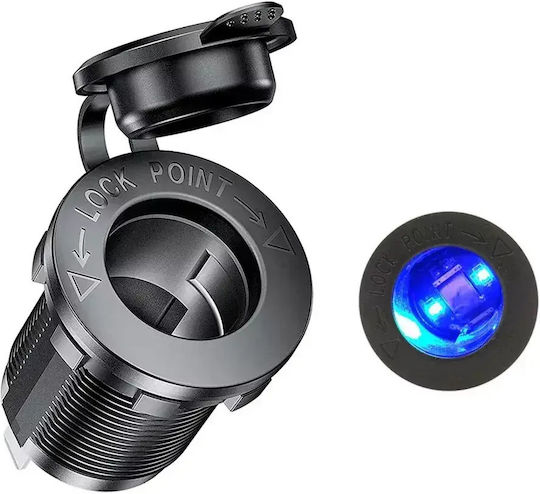 Wasserdichte Zigarettenanzünderbuchse 12v/24v Blaues LED-Beleuchtung & Schutzkappe Tc-461