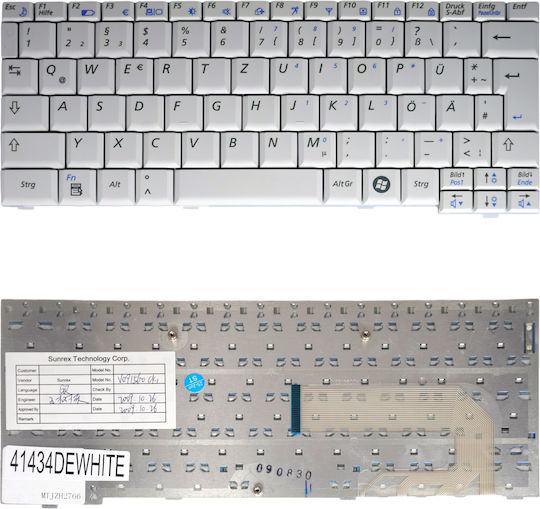 German Keyboard for Laptop Samsung N120 N510 NP-120 NP-510 V091560BK1 V091560CS1 BA59-02524B BA59-02523B BA59-02524A V091560BS1 V091560CK1 DE White Code 41434dewhite