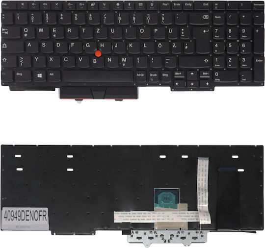German Laptop Keyboard Lenovo Thinkpad E15 20rd 20re Gen 1 E15 Gen 2 20t8 20t9 5m10w64513 01xy010 Sn20u63990 987abzv De Without Frame With Pointer Black Κωδ.40949denofr