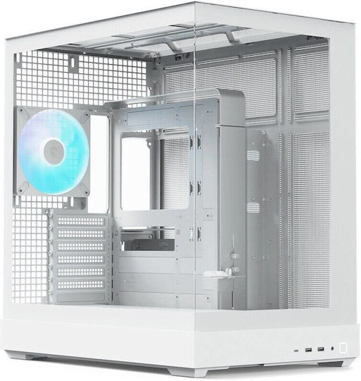 APNX V2-F Gaming Midi Tower Кутия За Компютър Със Страничен Прозорец И RGB Осветление Бяла