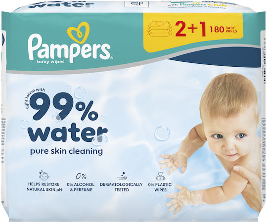 99% Wasser Baby-Feuchttücher ohne Alkohol & Parabene 3x60 Stück