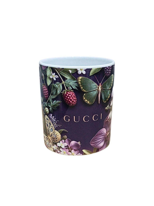 Blumige Tasse Keramik Lila 330ml