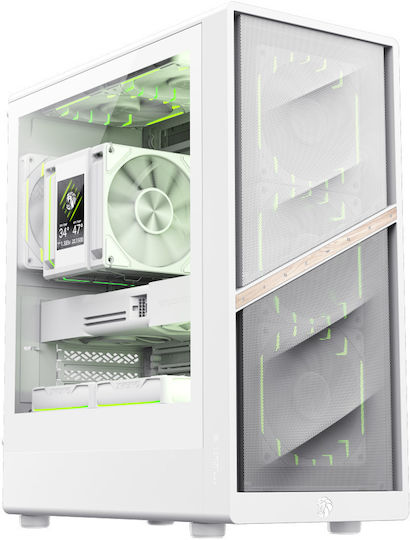 GameMax AERIS 330 MW Gaming Mini Tower Computer Case with Side Window and RGB Lighting White