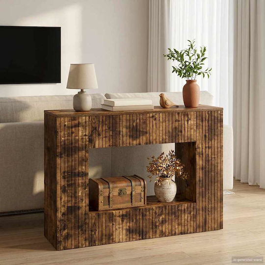 Wooden Console Striped Smoked Oak M101xW29xH74cm