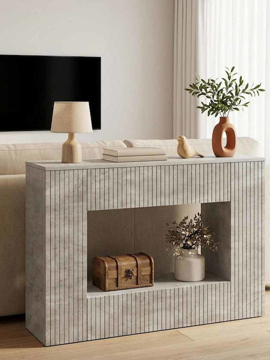 Wooden Console Striped Light Gray M101xW29xH74cm
