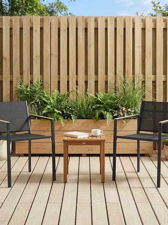 vidaXL Outdoor Chair Metallic Garden Black 2 Pieces 53.5x59x77cm