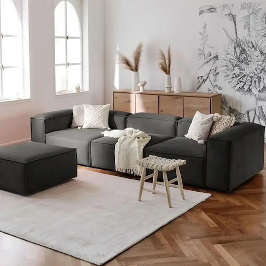 Stewehome Set Mobilă Living 4 Locuri Din In Antracit 295x70x66cm Stewehome Set Mobilă Living 4 Locuri Din In Antracit 295x70x66cm