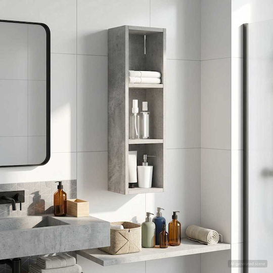 vidaXL Επιτοίχια Ραφιέρα Μπάνιου Ξύλινη 20x14x70cm Γκρι