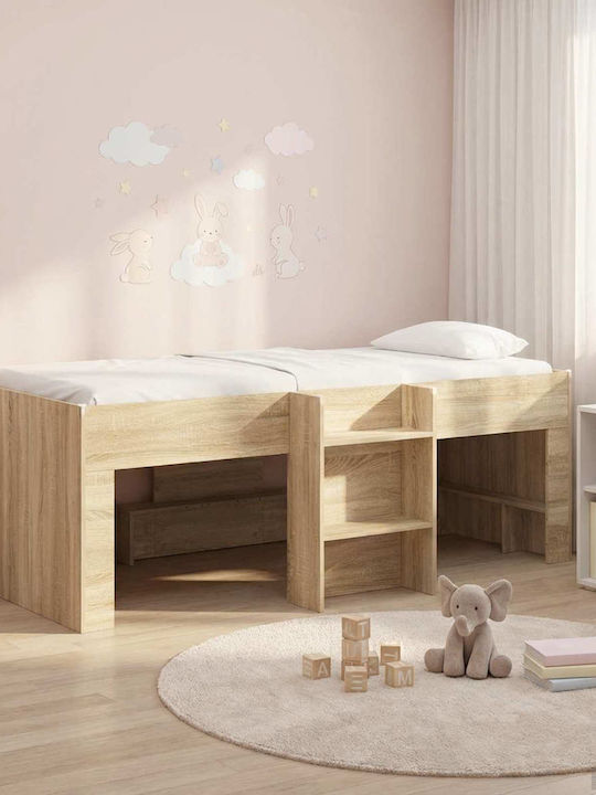 Kinderbett Einzel mit Stauraum Beige für Matratze 90x200cm