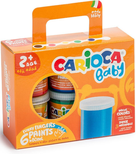 Carioca Baby Vopsele de Degete 6 Culori 80ml 2+ Ani 43132