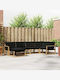 Corner Outdoor Sofa Wooden with Cushions 327x168.5x73cm