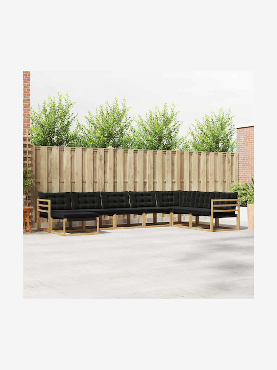 Canapea De Colț De Exterior Din Lemn Cu Perne 404x245.5x73cm