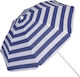Umbrelă Pliabilă Plajă Diametru 1.8m Albastru Alb Dungat