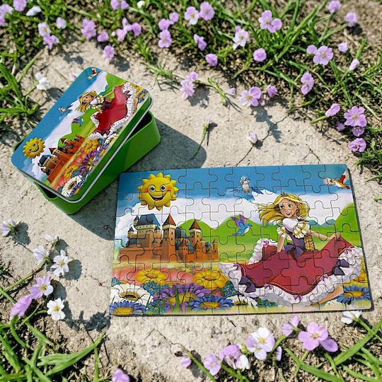 Puzzle Pentru Copii Din Lemn 60 Piese Cutie Metalică Prințesă 2pxd17