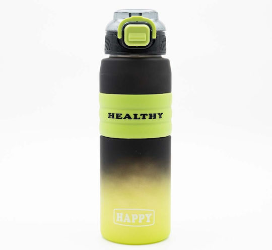 Happy Sticlă de Apă 800ml Ombre Negru-verde Mâner Antiderapant din Silicon Pai și Dozator