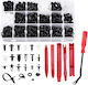 Set Profesional 715 Bucăți Clipsuri Universale de Fixare Auto 660 Clipsuri de Caroserie + 6 Unelte de Demontare + Coliere din Plastic + Garnituri din Spumă Compatibile Bmw Mercedes Toyota Honda Nissan Mazda Jeep Kit Complet de Reparații și Tapițerie Auto