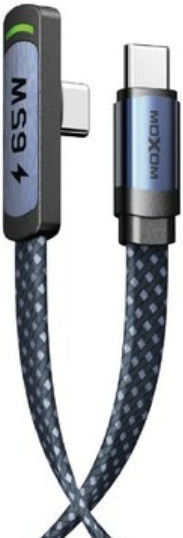 Moxom LED Braided USB 2.0 Cable USB-C Male - USB-C 65W Blue 1.5m LX-CB895