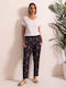 Damen Stoff Capri Hose in Regulärer Passform Blumen