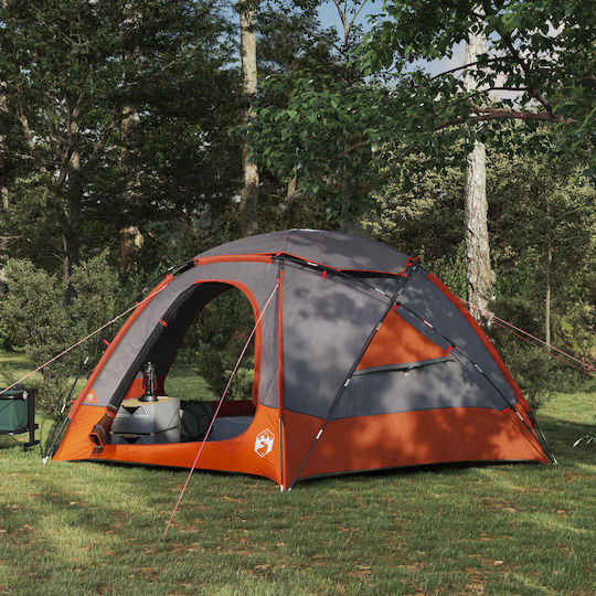 vidaXL Summer Camping Tent Orange for 4 People 355x306x176cm Grey and Orange