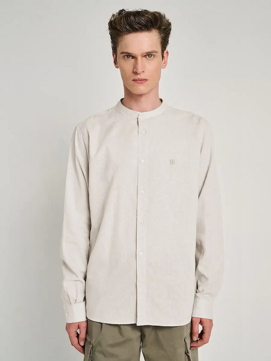 Staff Diver Long Sleeve Linen Shirt Beige